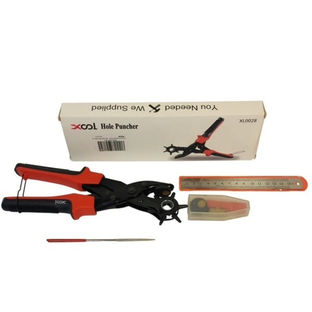 Xool Revolving Hole‎ Punch Pliers Tool Kit Red Black XL0028 Leather Belt Craft